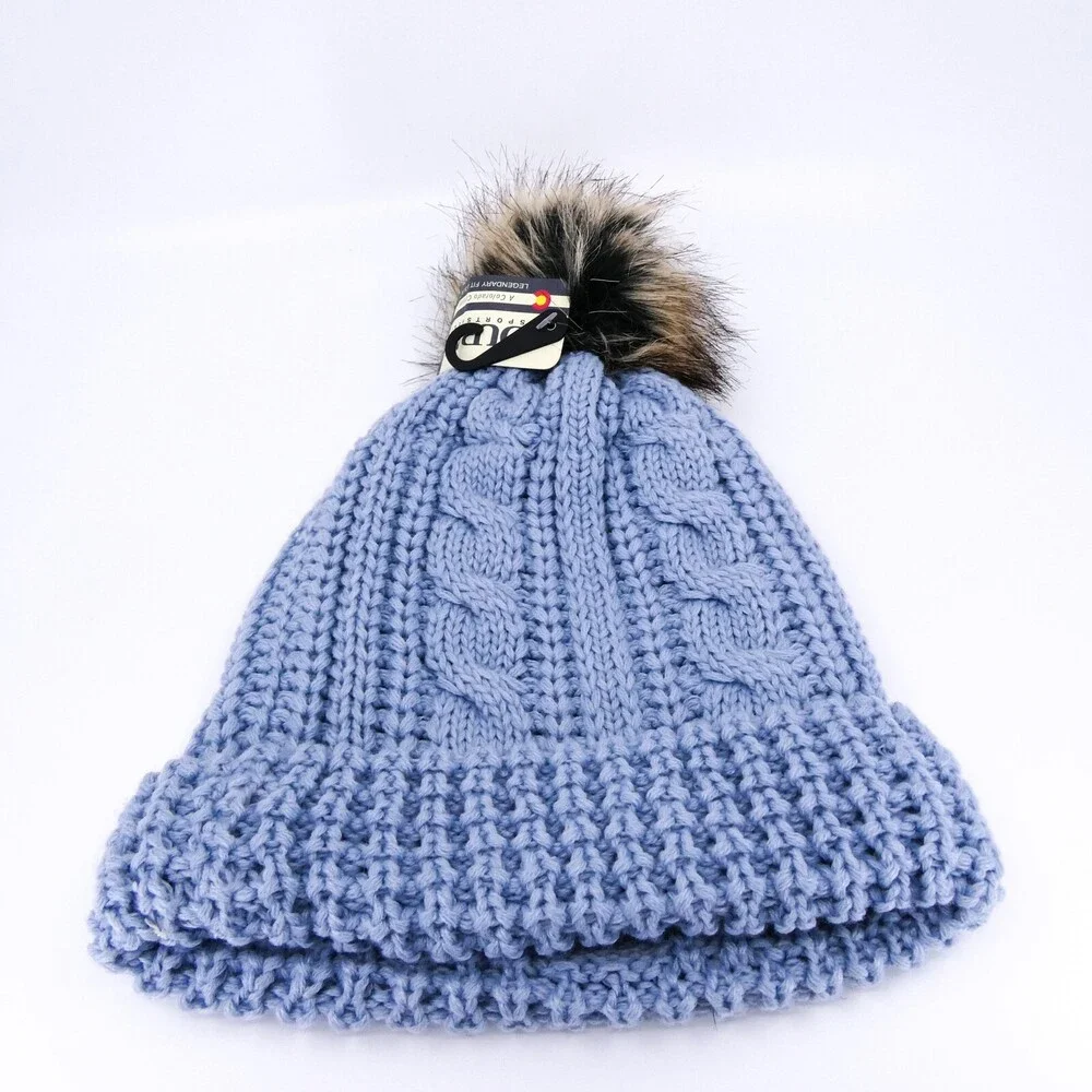 Cobra Winter Hat Womens One Size Blue Cable‎ Knit Preppy Cap Car Ouray Sports